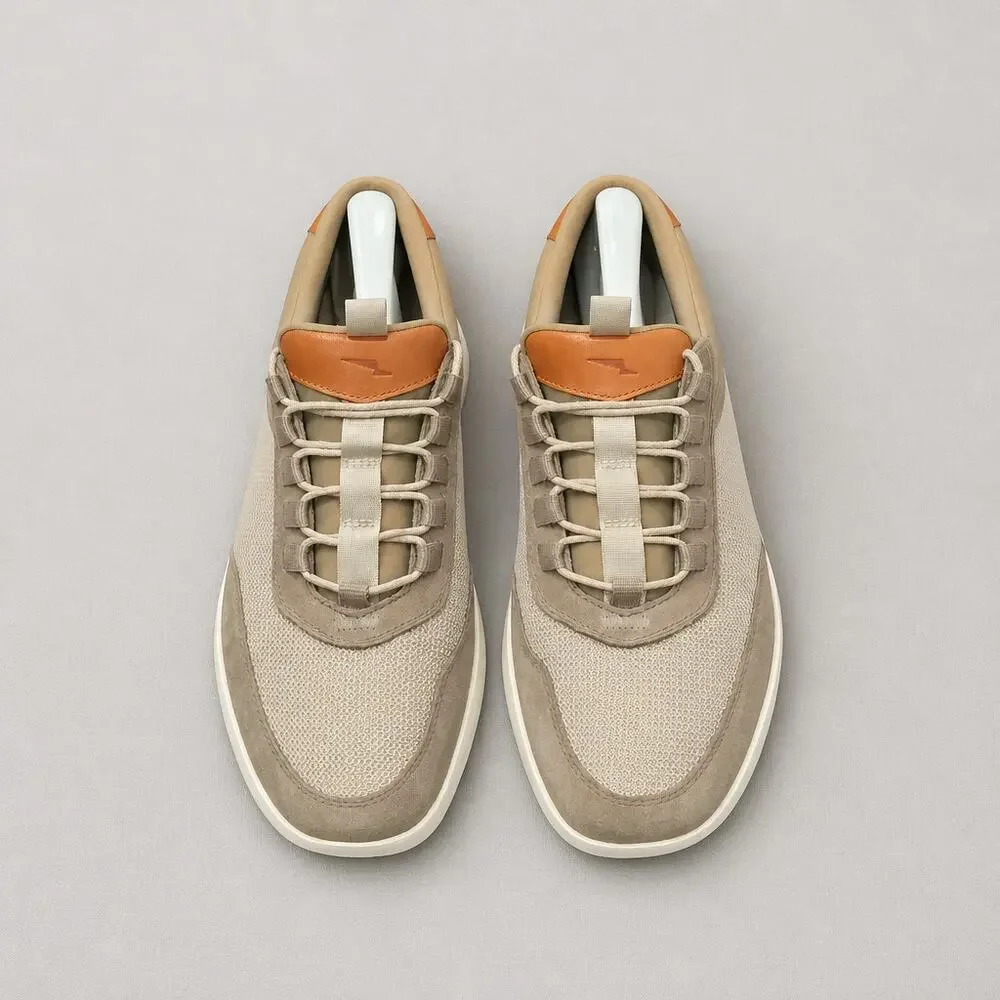 Wolf & Shepherd Crossover Victory Trainer Sneaker Men's 8.5 Taupe Mesh Suede